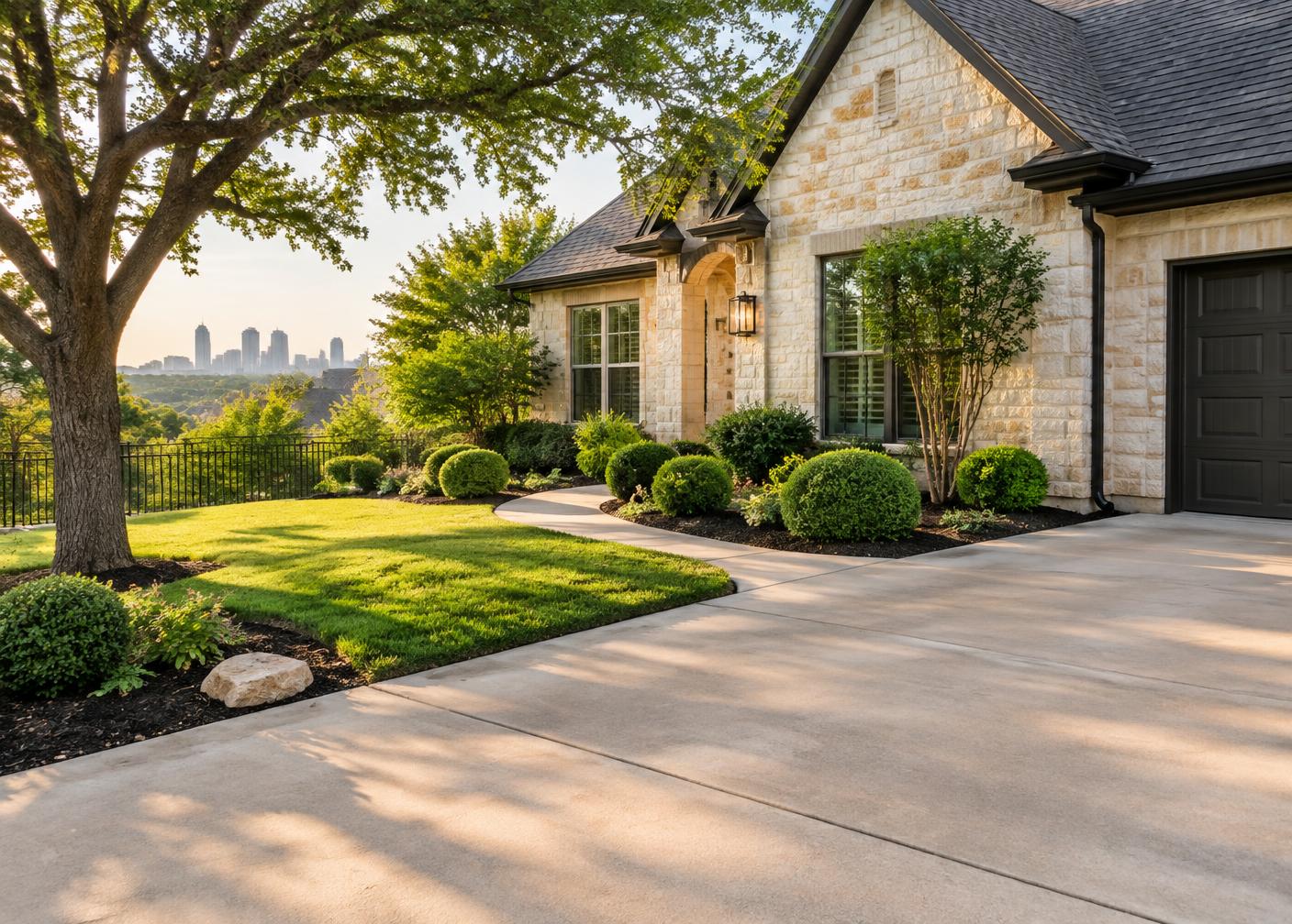 Freshly cleaned residential landscape in Austin, Texas